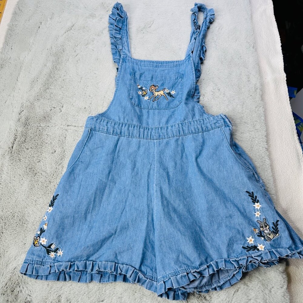 Disney Her Universe Shortalls Womens Small  Bambi Ruffle Denim Lightweight